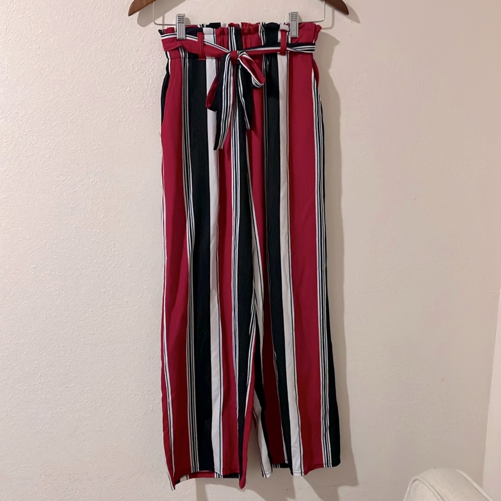 Striped Red and Black Women's Pants